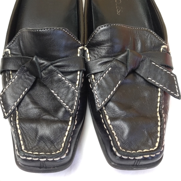 Aerosoles Black Leather Marine Bio Slide Mule Shoes 7 1/2B - Picture 4 of 15